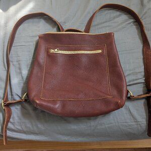 Portland Leather Tote Backpack- Nutmeg